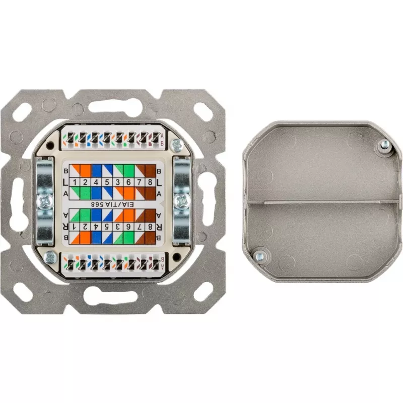Wentronic Goobay toma universal CAT 6 incl. marco de montaje en superficie, blanco - 2x toma de red RJ45 apantallada (68244)