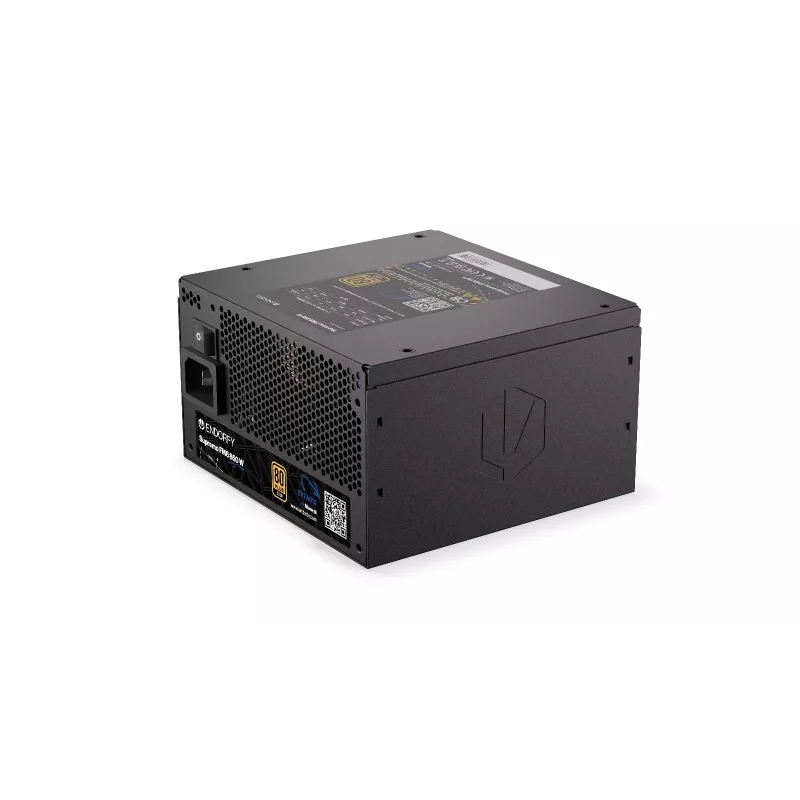 Fuente de alimentación ENDORFY Supremo FM6 850 W, ATX de 24 pines, totalmente modular, 80 PLUS Gold, ventilador de 120 mm, negro