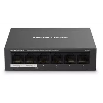 Switch de sobremesa Mercusys de 6 puertos 10/100Mbps con 4 puertos PoE+