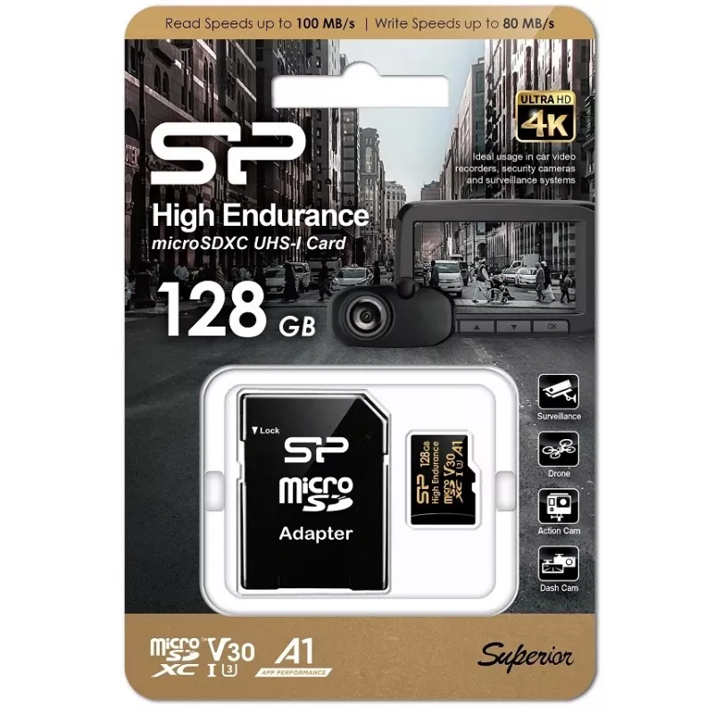 SILICON POWER MICROSDXC HIGH ENDURANCE 128GB V30 + ADAPTADOR