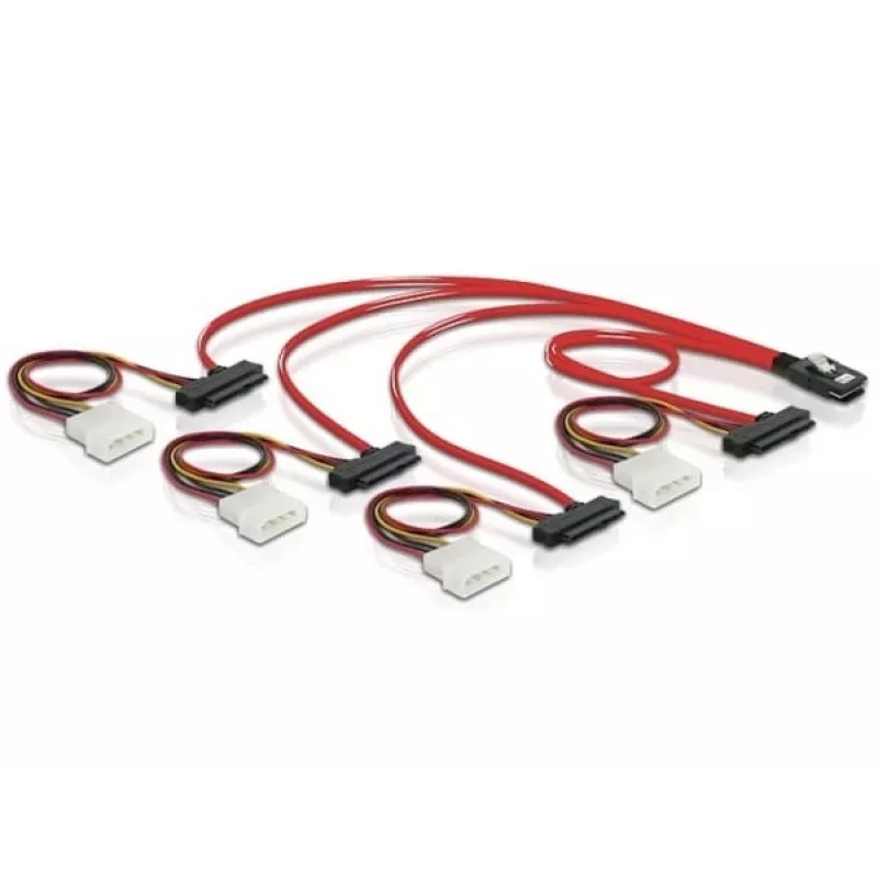 DeLOCK - Cable SAS interno (Serial Attached SCSI) - 4-Lane - 36 pines 4i Mini MultiLane - Alimentación interna, 4 pines, SAS interno, 29 pines (SFF-8482) - 50 cm (83059)