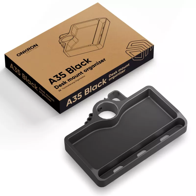 Estante ONKRON A35, plástico ABS negro, 190×105 mm, 160 g
