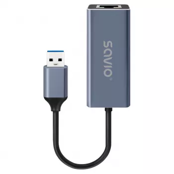 Adaptador de interfaz de red SAVIO AK-83 USB Type-A a RJ-45 macho, 5 Gbit/s, negro