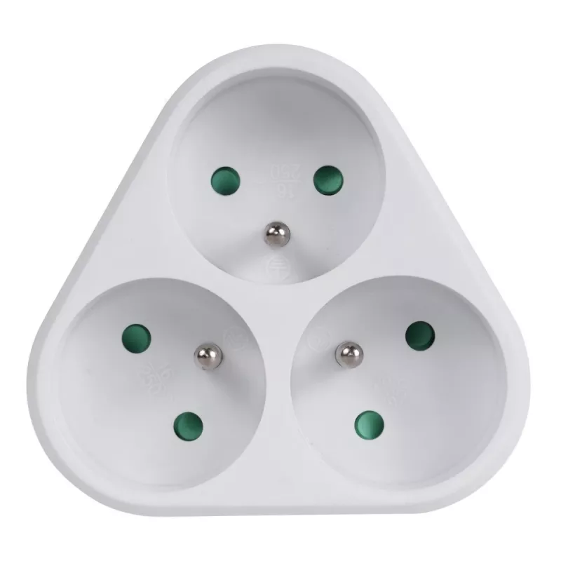 Adaptador de viaje tipo E (FR) a tipo F blanco Maclean MCE214
