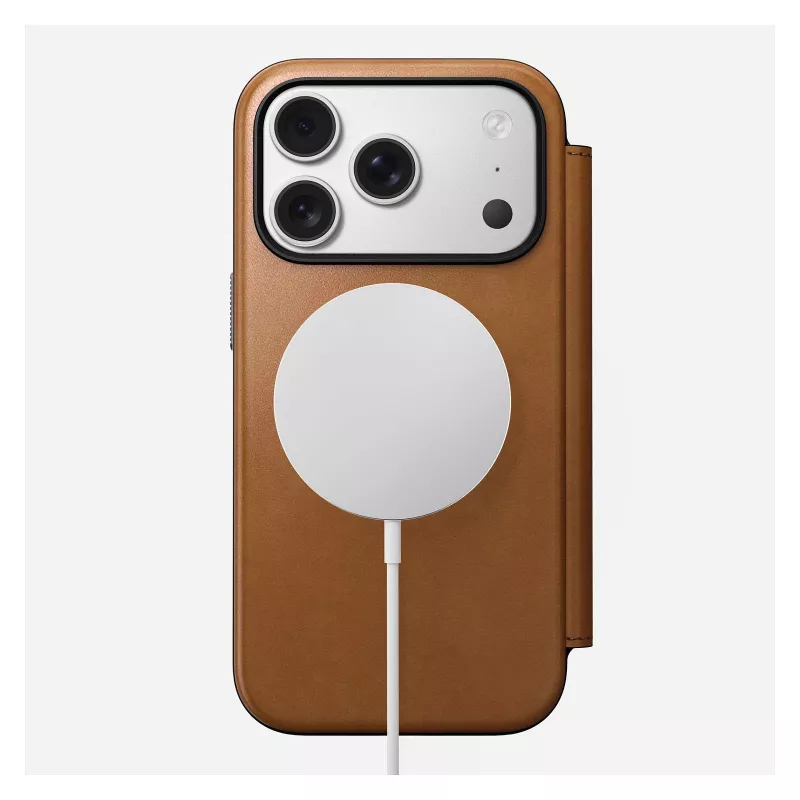Funda tipo folio Nomad Modern Leather Folio para iPhone 17 Pro, cuero + aluminio, 6,3