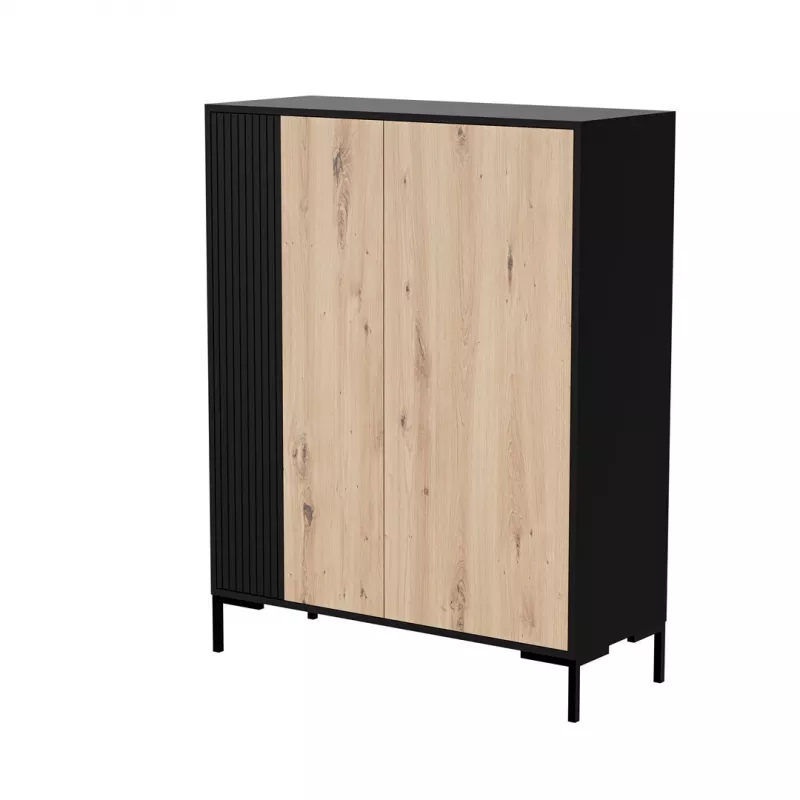 Cómoda Cama MERCI 100 x 40 x 129 cm negro/roble Artisan
