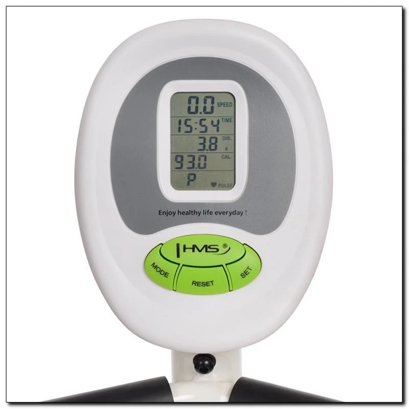 Bicicleta estática magnética horizontal blanca y verde HMS R9259