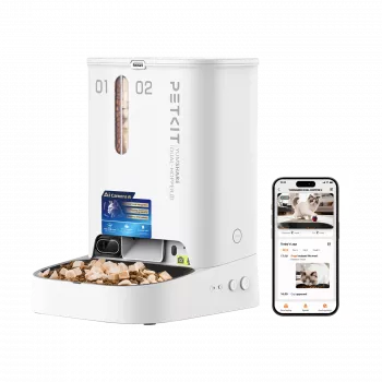 Comedero automático PETKIT YumShare Dual-hopper 2 con cámara, capacidad 5 L, ABS y acero inoxidable 304, blanco