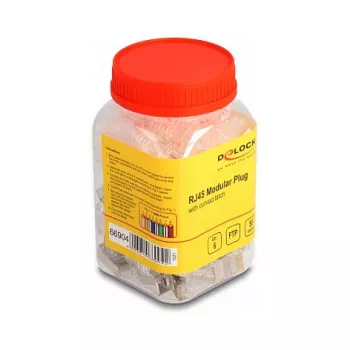 Conector modular RJ45 DeLOCK Cat.6 con protección de lengüeta curvada y protección antiacodamiento, 50 uds.