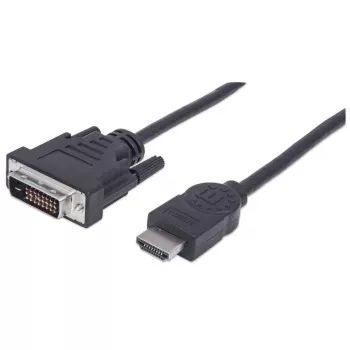 Manhattan Cable HDMI a DVI-D 24+1, 1,8 m, conector macho a conector macho, negro, equivalente a HDMIDVIMM6, Dual Link, compatible con DVD-D, garantía de por vida, bolsa de plástico