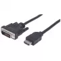 Manhattan Cable HDMI a DVI-D 24+1, 1,8 m, conector macho a conector macho, negro, equivalente a HDMIDVIMM6, Dual Link, compatible con DVD-D, garantía de por vida, bolsa de plástico
