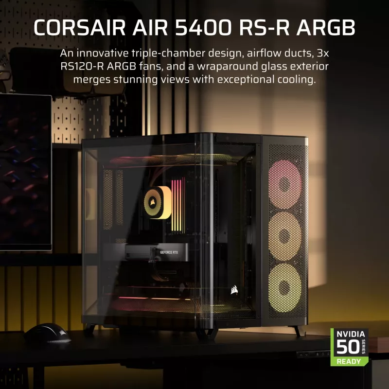 Caja de PC Corsair AIR 5400 RS-R ARGB Midi Tower negra