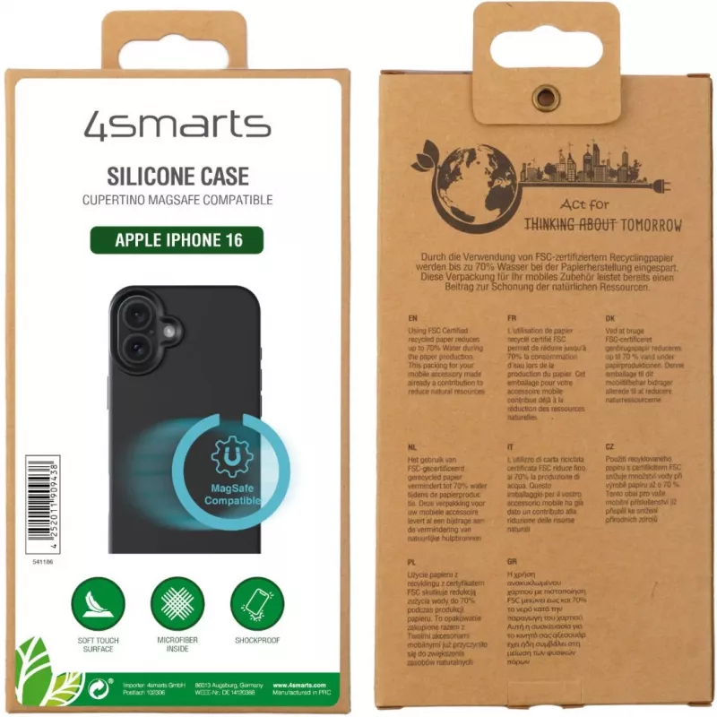 4smarts Funda de silicona Cupertino para Apple iPhone 16 compatible con MagSafe