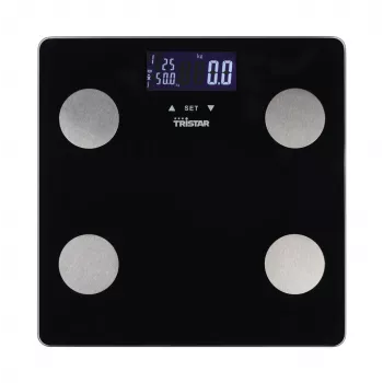 Báscula de baño Tristar WG-2442 — báscula digital, máx. 150 kg, precisión 100 g, IMC, negra