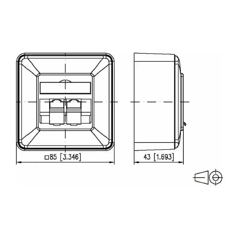 METZ CONNECT BTR IT CONNECT E-DAT C6 8/8(8) AP Cat.6 - Caja de pared - RJ-45 X 2 - Blanco puro, RAL 9010 - 2 puertos (1307380002-I)