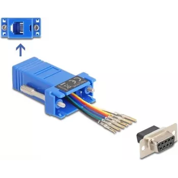 DeLOCK D-Sub 9 conector hembra a RJ12 conector hembra set de montaje azul