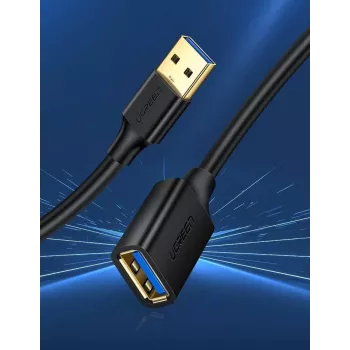 Adaptador alargador USB 3.0 UGREEN 10368B — USB-A hembra a USB-A macho, 1 m, negro