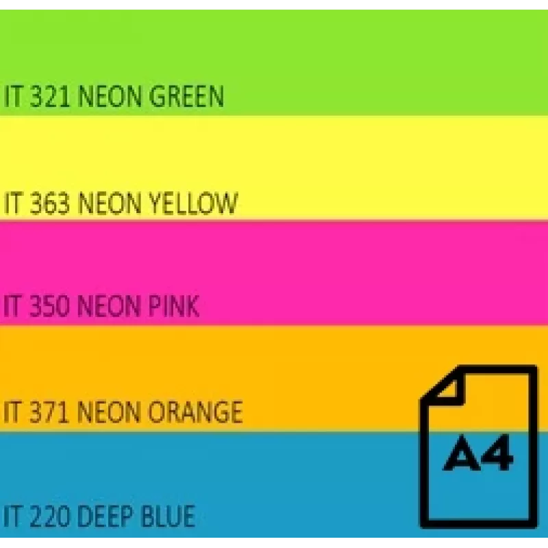Papel neón de color Double A, 75 g, A4, 100 hojas, Rainbow 4, 5 colores neón