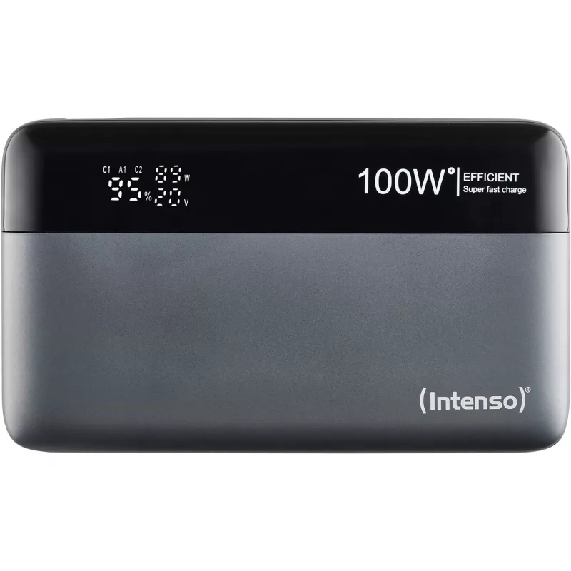 Batería externa INTENSO 7350050 — 20000 mAh, 1× USB-A + 2× USB-C, 100 W de potencia de salida total, negra/gris
