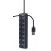 Hub USB Gembird UHB-U3P7P-01, 7 puertos USB 3.2 Gen 1 (Type-A), cable de 0,24 m, negro
