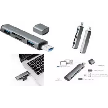 LogiLink UA0394 Hub USB 3.2 Gen 2 con carcasa de aluminio, con lector de tarjetas SD integrado, con estado