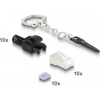 DeLOCK conector modular RJ45 Cat.6A con bloqueo pack de 10 conector negro metálico