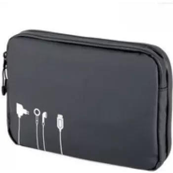 Funda tecnológica compacta TROIKA BBL64/BK – resistente bolsa de accesorios negra para cables y pequeños gadgets