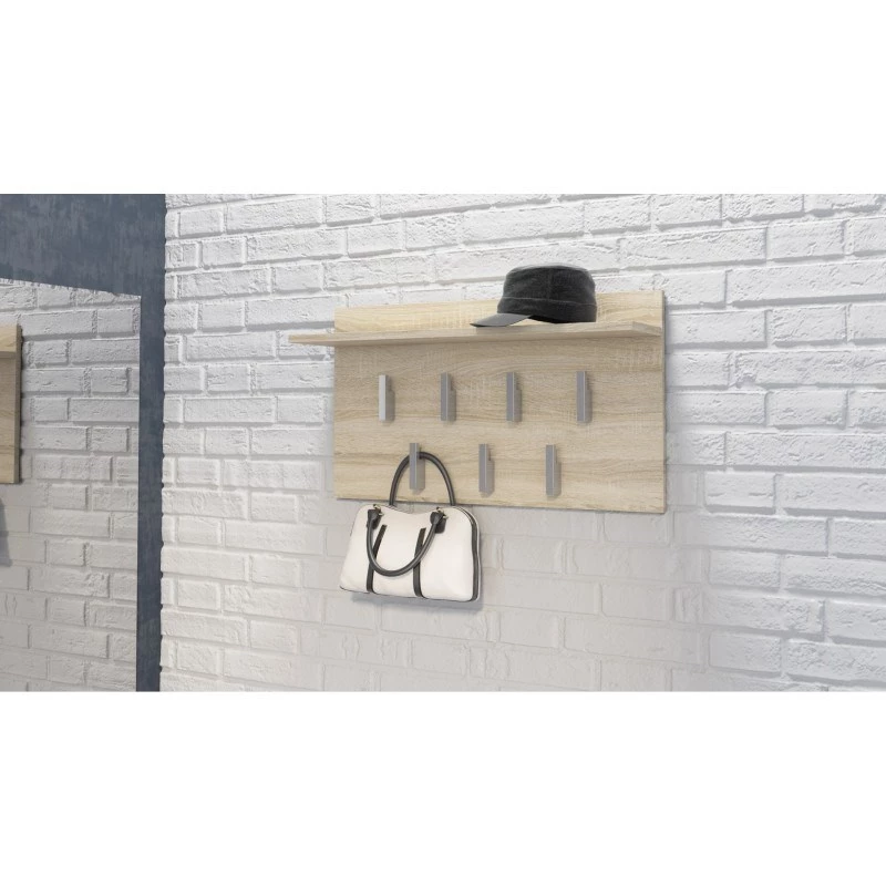 Perchero Top e shop WIESZAK 2F SONOMA — aglomerado, acabado roble, 7 ganchos, 700×200×400 mm