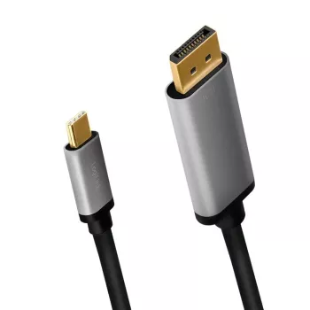 LogiLink CUA0100 Adaptador de cable DisplayPort USB 3.2 Gen1 Type-C 1,8m Negro Gris