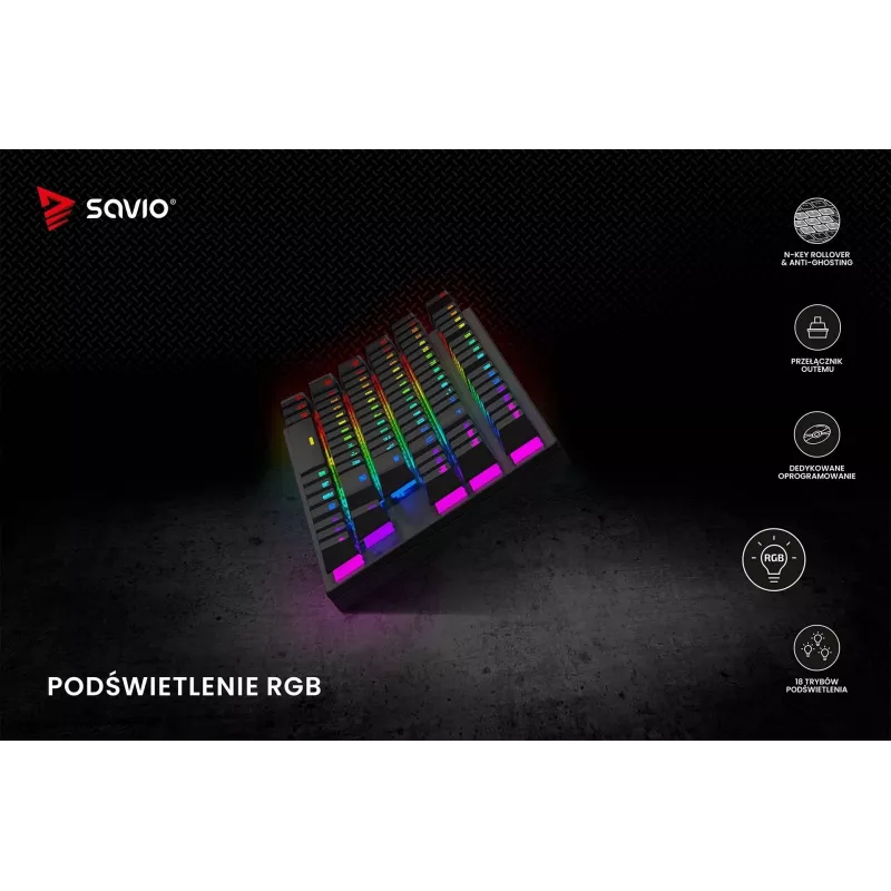 Teclado mecánico RGB Tempest X2 Outemu Red Savio Savgk-tempest X2 Red