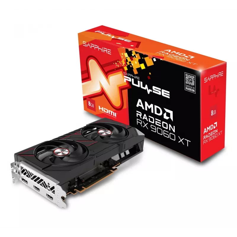 Tarjeta gráfica Sapphire Radeon RX 9060 XT 8GB GDDR6, 128-Bit, PCIe 5.0, 3320 MHz, 2x DP + HDMI