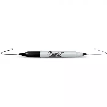 Rotulador permanente Sharpie Twin Tip punta fina negro 12 uds.