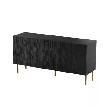 Cajonera Cama Meble JUNGLE 1520×405×745 mm negro mate con patas doradas, aglomerado