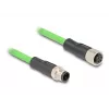 Cable de red DeLOCK M12 D-codificado 4 polos macho a hembra PUR (TPU) 1 m