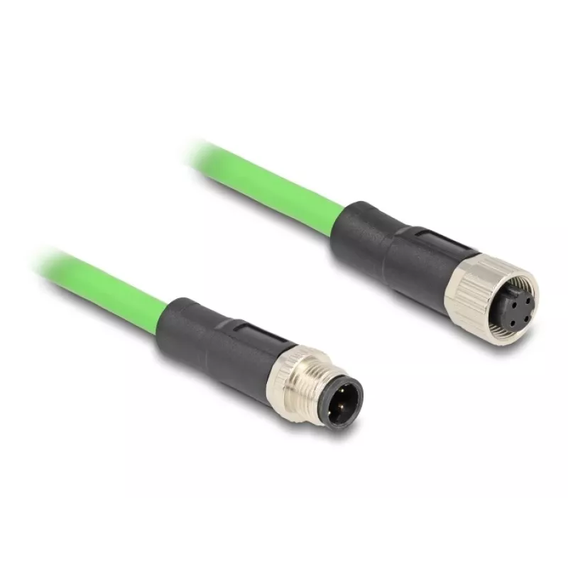 Cable de red DeLOCK M12 D-codificado 4 polos macho a hembra PUR (TPU) 1 m