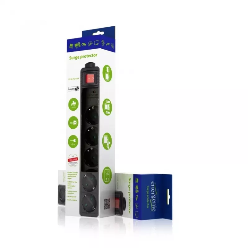 Protector contra sobretensiones Gembird SPG5-C-10 negro 5 tomas AC 250V 3m