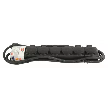 Regleta de enchufes IP44 6 tomas negro 2 m H07RN-F 3G1,5 (1159970)