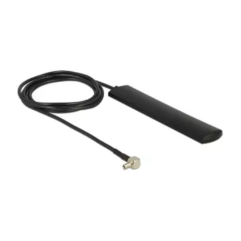 Antena LTE DELOCK conector TS-9 90° 3 dBi omnidireccional rígida negra con fijación adhesiva