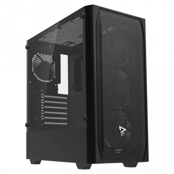 Caja de PC SAVIO Noctis Flow — Cube Mini-ITX/Micro-ATX/ATX, 3x120mm frontal, 1x120mm trasero, 2 bahías de 3,5 pulgadas + 3 de 2,5 pulgadas, cristal templado