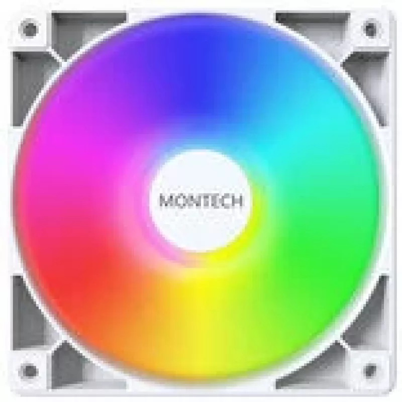 Ventilador de refrigeración Montech GF120 PWM ARGB 120 mm blanco, control PWM, iluminación ARGB