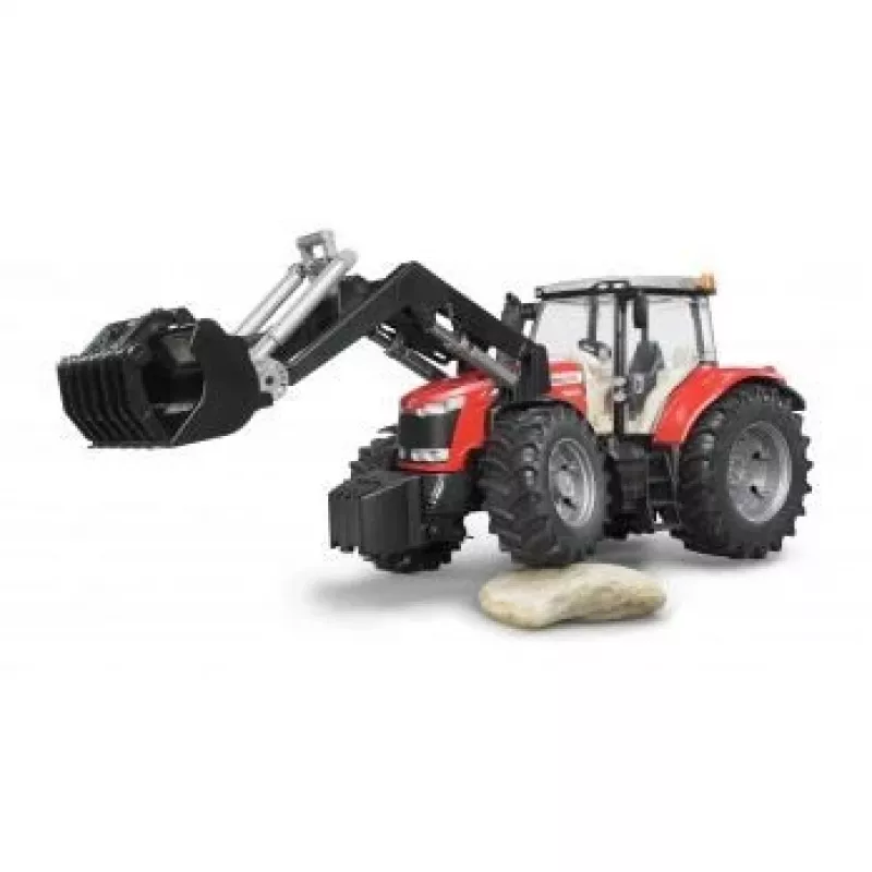 Tractor de juguete BRUDER Massey Ferguson 7624 con pala frontal, rojo, para niños a partir de 3 años