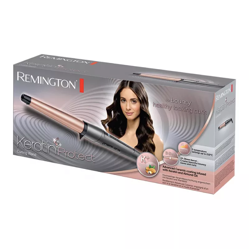 Rizador Remington CI83V6 — barra de 2,8 cm, 150–? °C, 5 niveles de calor, cerámica, cable de 3 m, negro/oro rosa
