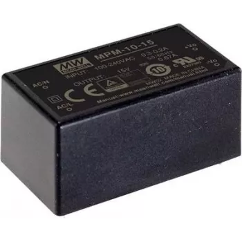 Fuente de alimentación MEAN WELL MPM-10-24, 10 W, entrada 80–264 V, salida 24 V, RoHS