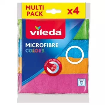 Paño de limpieza de microfibra VILEDA 4 uds., naranja, 380×360 mm, poliéster 80 % / poliamida 20 %, lavable a máquina