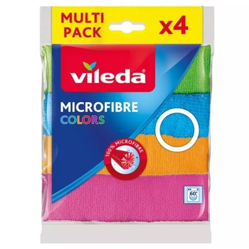 Vileda Microfibre Colors paños de limpieza, multicolor, 4 uds.