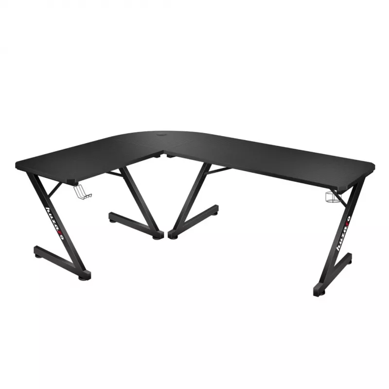 Huzaro Hero 7.0 escritorio gaming de esquina para ordenador, rectangular, fibra de carbono, aluminio, 154×48×72,5 cm, negro