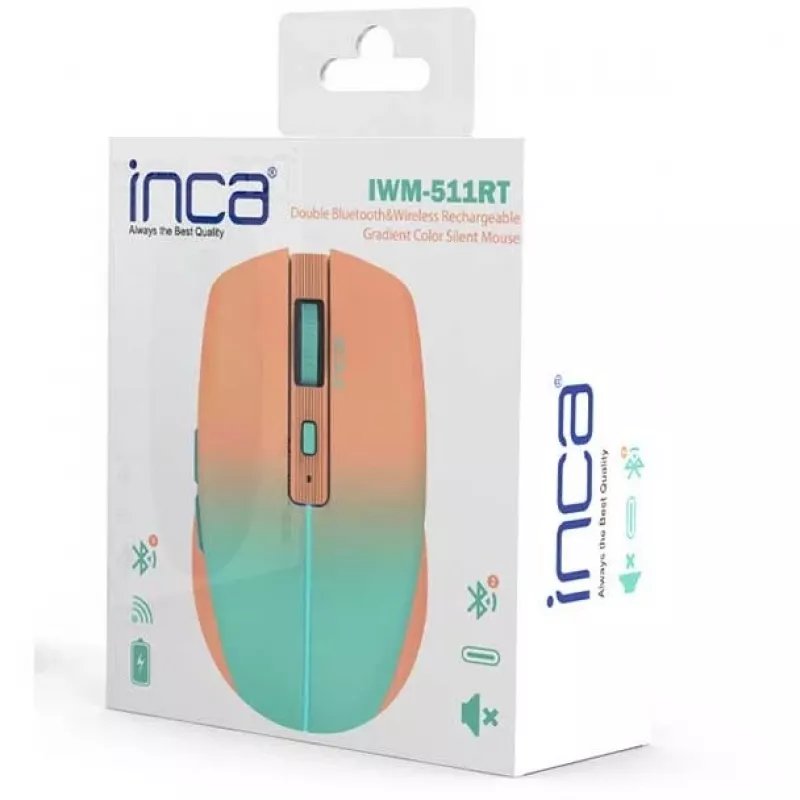 Cian Technology GmbH INCA ratón IWM-511RT Bluetooth+inalámbrico RGB color base naranja