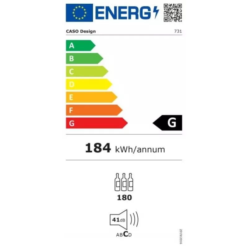Caso | Smart Wine Cooler | WineExclusive 180 | Clase de eficiencia energética G | Vinoteca | De pie | Capacidad de botellas 180 botellas | Tipo de refrigeración tecnología de compresor | Negro