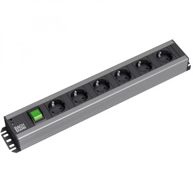 Unidad de distribución de corriente Bachmann 300.003 6 tomas AC 2U negro gris