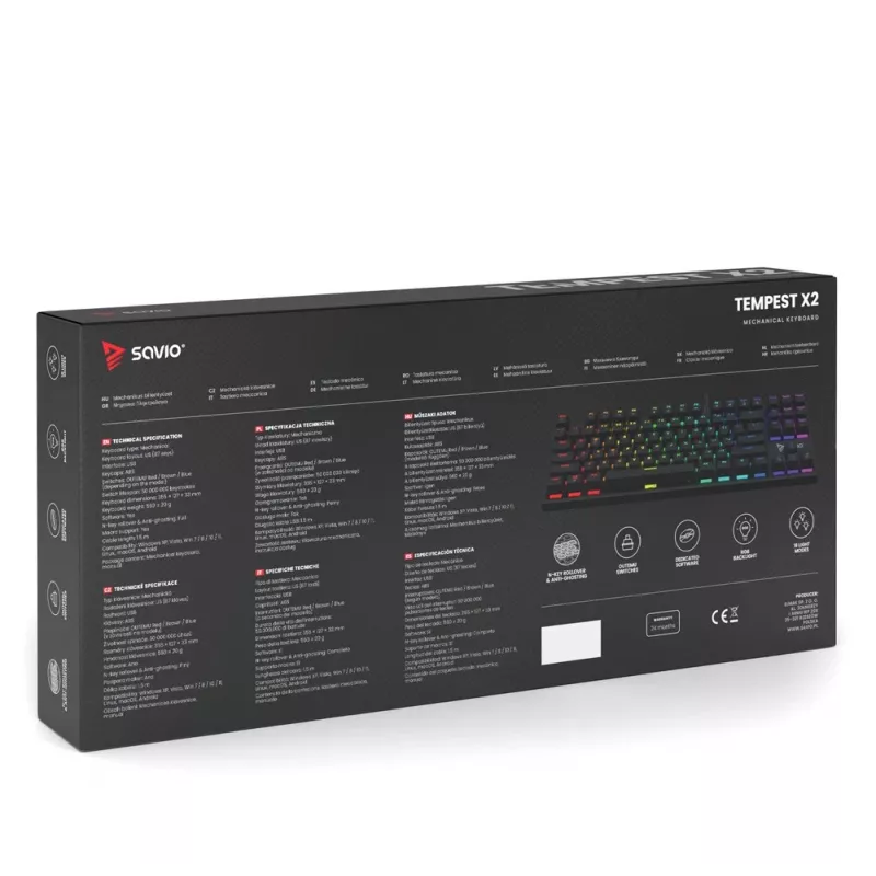 Teclado mecánico Savio RGB Tempest X2 Outemu Brown